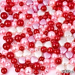 Spray Painted ABS Plastic Imitation Pearl Beads, Round & Heart, Mixed Color, 6~10x6~11x5.5~9.5mm, Hole: 1.8~2mm.(OACR-YW0002-20B)