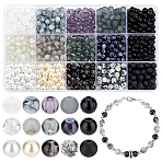 DIY Beads Jewelry Making Finding Kit, Including 900Pcs 15 Style Acrylic & Glass Beads, Round, Mixed Color, 6mm, Hole: 1~1.8mm, 60Pcs/style(DIY-PH0020-94)