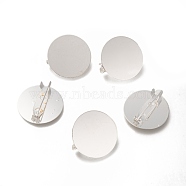 Flat Round Tray Brass Brooch Findings for DIY Brooch Making, with Iron Pins, Silver Color Plated, 20mm(X-MAK-Q001-026S)