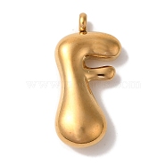 Ion Plating(IP) 304 Stainless Steel Pendants, Letter Charm, Golden, Letter F, 26.5x12.5x6mm, Hole: 2mm(STAS-M017-08G-06)