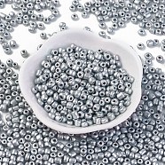 Baking Paint Glass Seed Beads, Silver, 4~5x3~4mm, about 500pcs/50g(X-SEED-S003-K29)