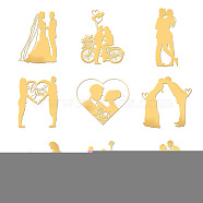 Nickel Decoration Stickers, Metal Resin Filler, Epoxy Resin & UV Resin Craft Filling Material, Golden, for Valentine's Day, Wedding, Human, 40x40mm, 9 style, 1pc/style, 9pcs/set(DIY-WH0450-107)