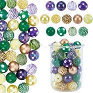 Elite Mixed Style Acrylic Beads, Round, Mixed Color, 19~20x19~19.5mm, Hole: 3mm, 50pcs/bag, 1 bag/box(MACR-PH0001-60)