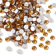 Glass Flat Back Rhinestone, Grade A, Back Plated, Faceted, Half Round, Topaz, SS10, 2.7~2.8mm, 1440pcs/bag(RGLA-C002-SS10-203)