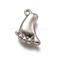201 Stainless Steel Pendants, Babyfeet, Stainless Steel Color, 15x11.5x3.5mm, Hole: 1.6mm(X-STAS-H125-11P)