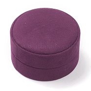 Creative Makaron Round Velvet Jewelry Boxes, with PU, for Proposal, Engagement, Birthday, Christmas, Anniversary, Purple, 8.05x4.4cm(VBOX-G005-02B)