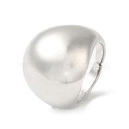 Rack Plating Brass Plain Dome Open Cuff Rings, Cadmium Free & Lead Free, Platinum, US Size 7 1/4(17.5mm)(RJEW-E290-05P)