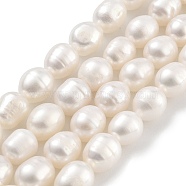 Natural Cultured Freshwater Pearl Beads Strands, Rice, Grade 2A, White, 6~7mm, Hole: 0.6mm, about 18~20pcs/strand, 6.30''~6.69''(16~17cm)(PEAR-P062-08G)