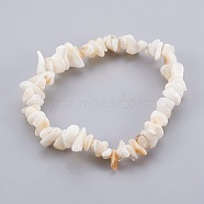 White Shell Chip Beads Stretch Bracelets, 2 inch(5cm), 5~14x1~5mm(BJEW-JB03982-01)