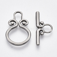 304 Stainless Steel Toggle Clasps, Ring, Stainless Steel Color, Ring: 23x15x2mm, Hole: 7x4mm, Bar: 22x10x2, Hole: 5mm(STAS-N087-07)