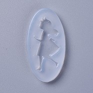 Food Grade Silhouette Silicone Statue Molds, Resin Casting Molds, For UV Resin, Epoxy Resin Jewelry Making, Girl, White, 64x34x6mm, Inner Diameter: 48x19mm(DIY-L026-045)