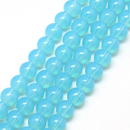 Baking Painted Glass Beads Strands, Imitation Opalite, Round, Light Sky Blue, 6mm, Hole: 1.3~1.6mm, about 133pcs/strand, 31.4 inch(X-DGLA-Q023-6mm-DB19)