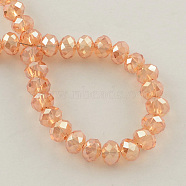 Electroplate Glass Bead Strands, Faceted Rondelle, Orange, 2.5x2mm, Hole: 0.8mm, about 168~170pcs/strand(X-EGLA-S096-2mm-08)