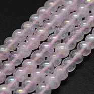 Electroplated Natural Rose Quartz Beads Strands, Round, 6mm, Hole: 0.8mm, about 65pcs/strand, 15.7 inch(G-K285-06-6mm)