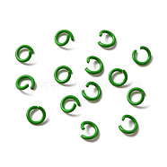 Zinc Alloy Open Jump Rings, Baking Painted, Ring, Green, 6x1mm, 18 Gauge, Inner Diameter: 4mm, about 100pcs/bag(FIND-WH0014-79J)