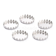 304 Stainless Steel Cabochon Settings, Lace Edge Bezel Cups, Flat Round, Stainless Steel Color, 19x14x4mm Tray: 18x13mm(STAS-Y001-07A-P)