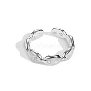 925 Sterling Silver Open Cuff Ring for Woman, Oval Chain Shape, Silver, US Size 5 3/4(16.3mm), 4.5mm(RJEW-M164-01)