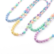 Stretch Kids Beaded Necklaces, with Round & Heart Opaque Acrylic Beads, Mixed Color, 17.71 inch(45cm)(NJEW-JN03511)