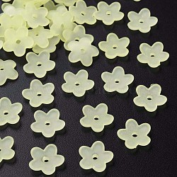 Transparent Acrylic Beads, Frosted, Flower, Champagne Yellow, 12.5x13x2.5mm, Hole: 1.8mm, about 2439pcs/500g(MACR-S373-118-D03)