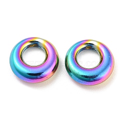 304 Stainless Steel Charms, Ring Charms, Rainbow Color, 11x11x3.5mm, Hole: 5mm(STAS-I202-28RC-B)