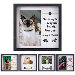 DIY Square Wooden Pet Photo Frame Stand, Black, 217x217x47mm(AJEW-WH0473-77)