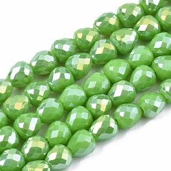 Opaque Glass Beads Strands, AB Color Plated, Faceted, Teardrop, Lime Green, 4.5x4.5mm, Hole: 1mm, about 99~101pcs/strand, 17.64 inch~18.03 inch(44.8cm~45.8cm)(EGLA-T008-16E)
