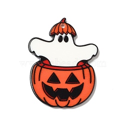 Halloween Acrylic Pendants, Ghost, Pumpkin, 40.5x30x2mm, Hole: 1.8mm(SACR-E011-02C)