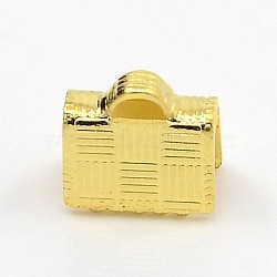 Brass Ribbon Crimp Ends, Rectangle, Golden, 10x7mm, Hole: 1x2mm(KK-K006-G)