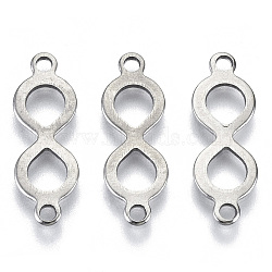 201 Stainless Steel Links Connectors, Laser Cut, Infinity, Stainless Steel Color, 20x7x0.8mm, Hole: 1.6mm(STAS-R116-091)