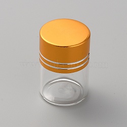 Column Glass Empty Pill Bottle with Aluminum Screw Top Lids, Mini Vials Seal Jars, for Jewelry Beads, Herbs Storing, Golden, 22x32mm, Inner Diameter: 14mm, Capacity: 5ml(0.17fl. oz)(CON-WH0092-44B)