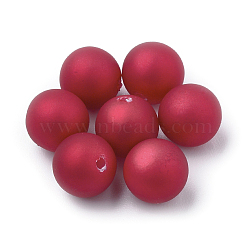 Eco-Friendly Plastic Imitation Pearl Beads, Rubberized Style, High Luster, Grade A, Half Drilled, Round, Red, 8mm, Half Hole: 1.4mm(MACR-T014-8mm-01)