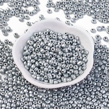 Baking Paint Glass Seed Beads, Silver, 4~5x3~4mm, about 500pcs/50g