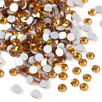 Glass Flat Back Rhinestone, Grade A, Back Plated, Faceted, Half Round, Topaz, SS10, 2.7~2.8mm, 1440pcs/bag