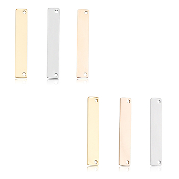 Unicraftale Stainless Steel Pendants, Rectangle, Cut And Polished, Mixed Color, 35x6x1.5mm, Hole: 1.65mm, 12pcs/box