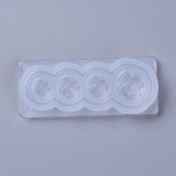 Food Grade Silicone Molds, Resin Casting Molds, For UV Resin, Epoxy Resin Jewelry Making, Flower, White, 60x25x8mm, Flower: 8mm, 10mm and 13mm