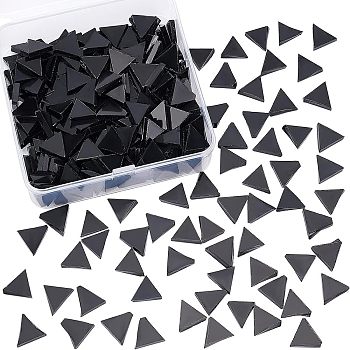 Glass Cabochons, Mosaic Tiles, for Home Decoration or DIY Crafts, Triangle, Black, 12.5~13x14.5~15x2.5~3mm, about 200g/box