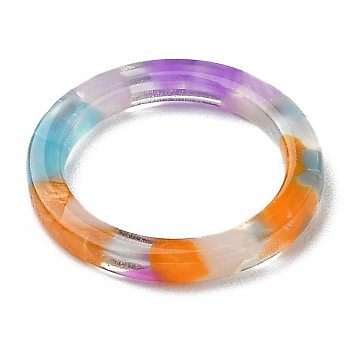 Cellulose Acetate(Resin) Finger Rings, Plain Band Rings, Colorful, US Size 6, Inner Diameter: 17mm