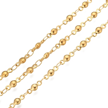 3.28 Feet 304 Stainless Steel Chains, Flat Round Link Chains, Soldered, Golden, 8x3x2mm