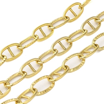 Ion Plating(IP) 304 Stainless Steel Mariner Link Chains, Oval, Soldered, with Spool, Real 18K Gold Plated, 11x6x1mm, 10m/roll