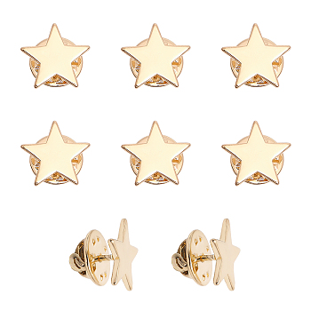 8 Sets Brass Star Lapel Pin Brooch, Badge for Backpack Clothes, Golden, 14.5x14x2mm