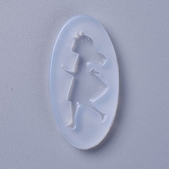 Food Grade Silhouette Silicone Statue Molds, Resin Casting Molds, For UV Resin, Epoxy Resin Jewelry Making, Girl, White, 64x34x6mm, Inner Diameter: 48x19mm