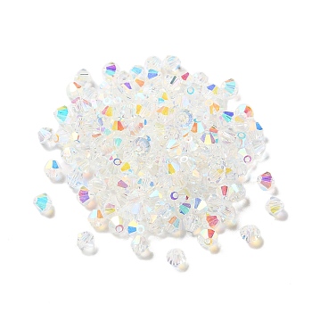Electroplate Glass Beads, AB Color Plated, Bicone, Clear, 5x5x4mm, Hole: 1.2mm, 576pcs/bag