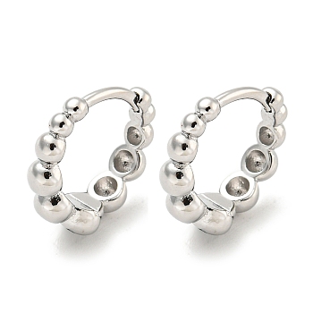 Brass Hoop Earrings, Real Platinum Plated, 13.5x4mm