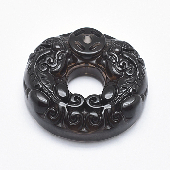 Natural Obsidian Pendants, 38x10mm, Hole: 1.5mm