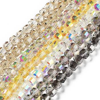 Electroplate Rondelle Glass Beads Strands, Faceted, Mixed Color, 7.5x7mm, Hole: 1.4mm, about 70pcs/strand, 19.69''(50cm)