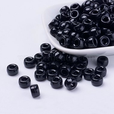 9mm Black Barrel Acrylic Beads