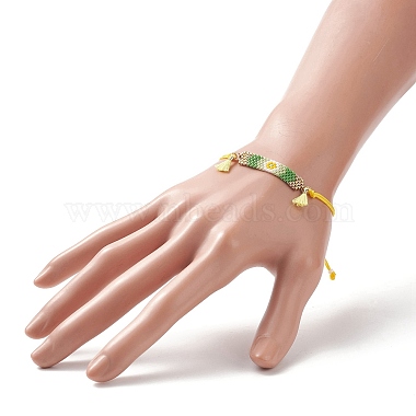 rectangle de graine japonais fait à la main avec bracelet de perles tressées à maillons de fleurs(BJEW-MZ00014-02)-4