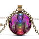 Chakra Theme Yoga Human Glass Pendant Necklace(CHAK-PW0001-023B)-1