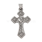 Tarnish Resistant 304 Stainless Steel Big Pendants, Cross, Stainless Steel Color, 50.5x30.5x3mm, Hole: 4.5x6.5mm(STAS-E449-34P)