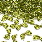 Transparent Acrylic Beads, Bowknot, Golden Metal Enlaced, Lime Green, 13.5x29x6mm, Hole: 1.6mm(X-MACR-K359-40A)